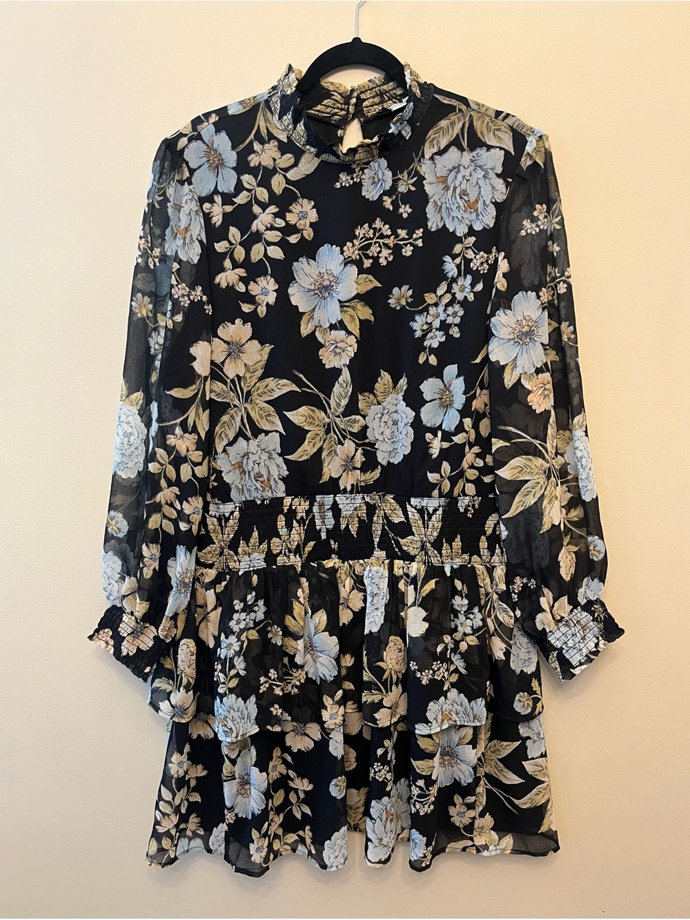 NWT American Eagle Floral Ruffle High Neck Mini Dress Women's Size XXL Tiered